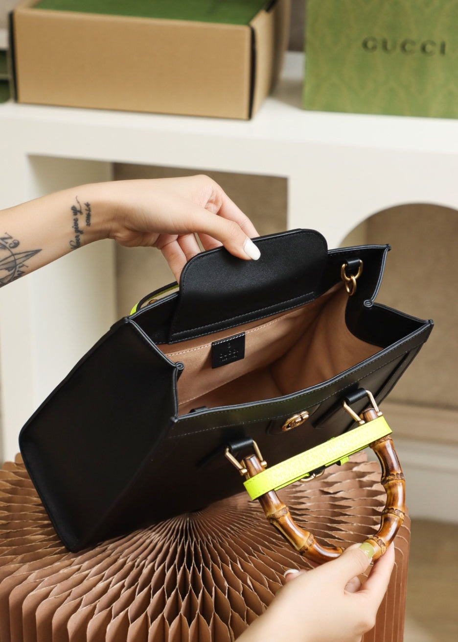 [Luxe]0528 Diana small tote bag black leather