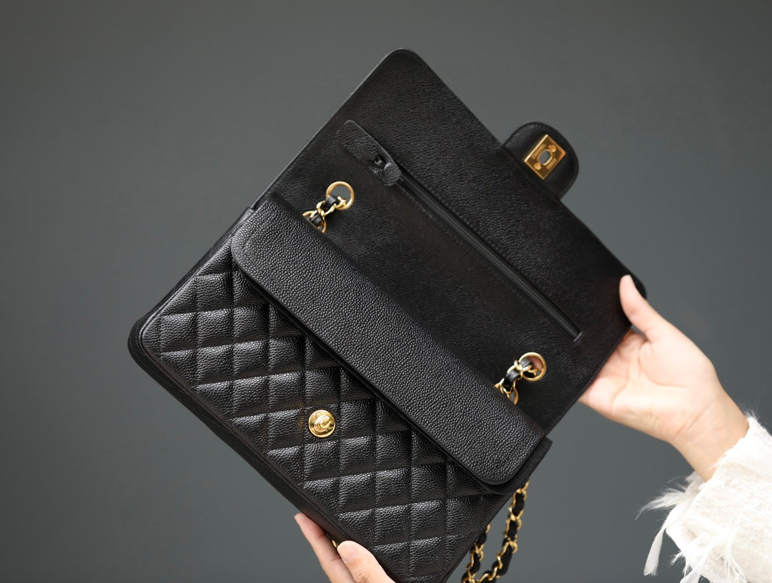 [Luxe]0528 Medium Classic Handbag Grained Calfskin