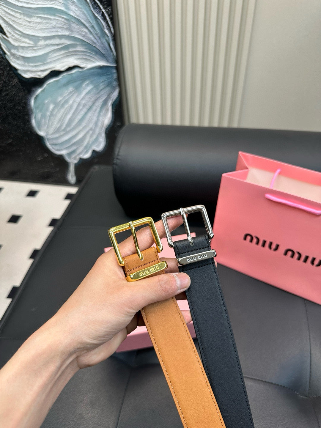 [Luxe]miumiu New leather belt made of genuine cowhide