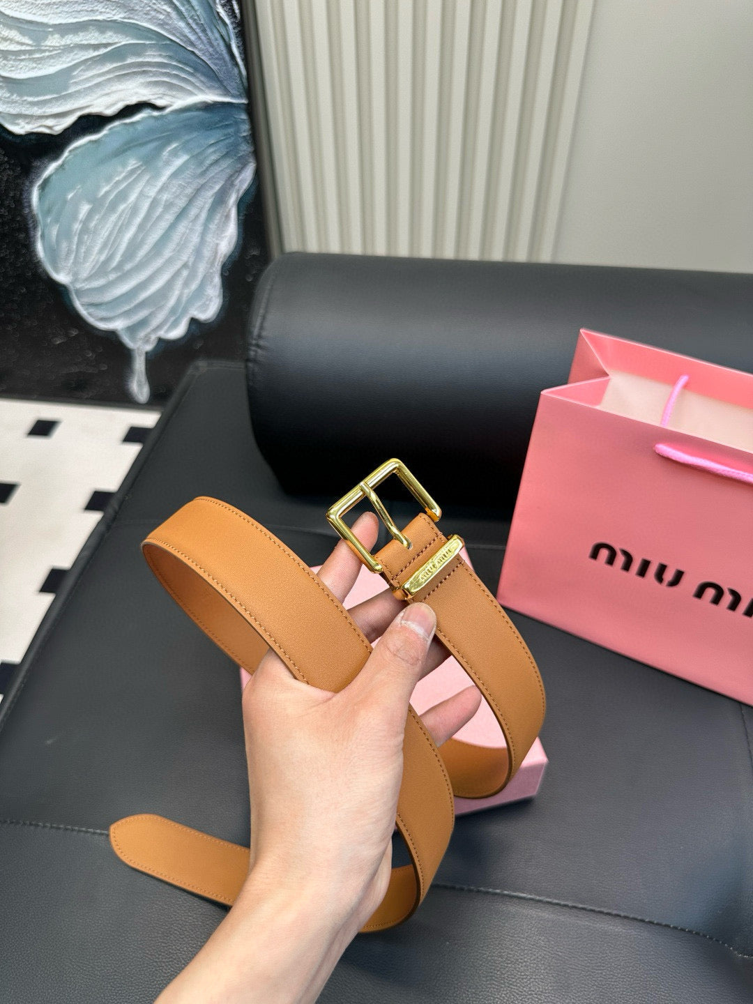 [Luxe]miumiu New leather belt made of genuine cowhide