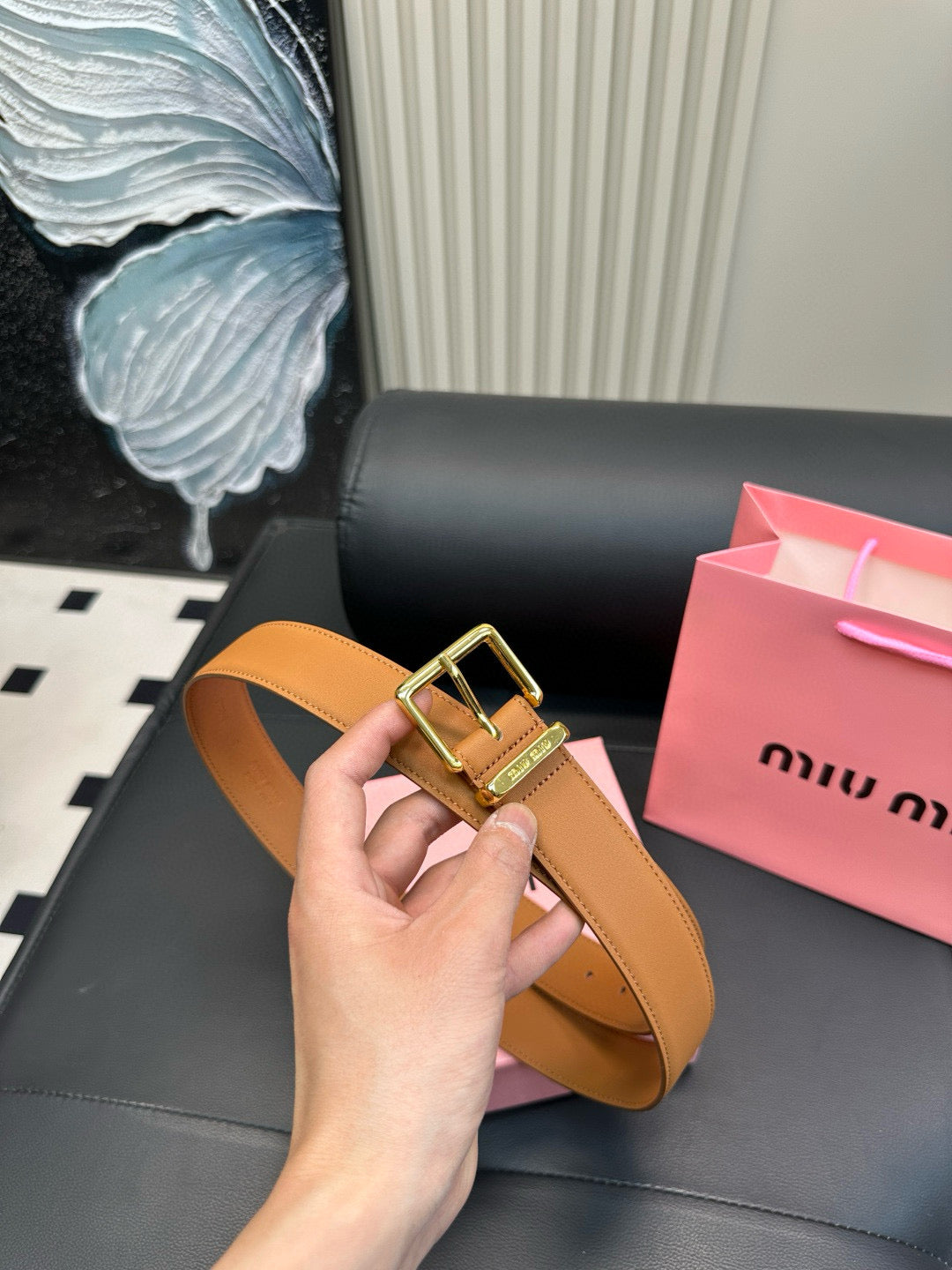 [Luxe]miumiu New leather belt made of genuine cowhide