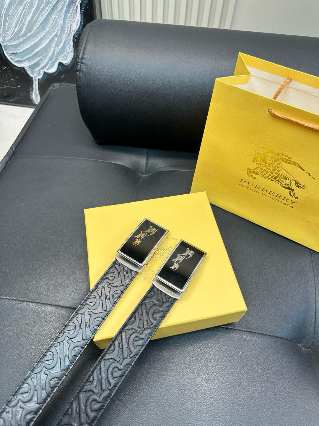 [Luxe]TB Printed pattern black cowhide