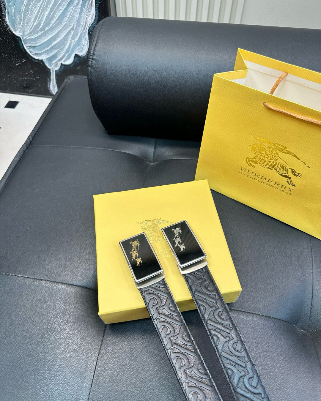 [Luxe]TB Printed pattern black cowhide