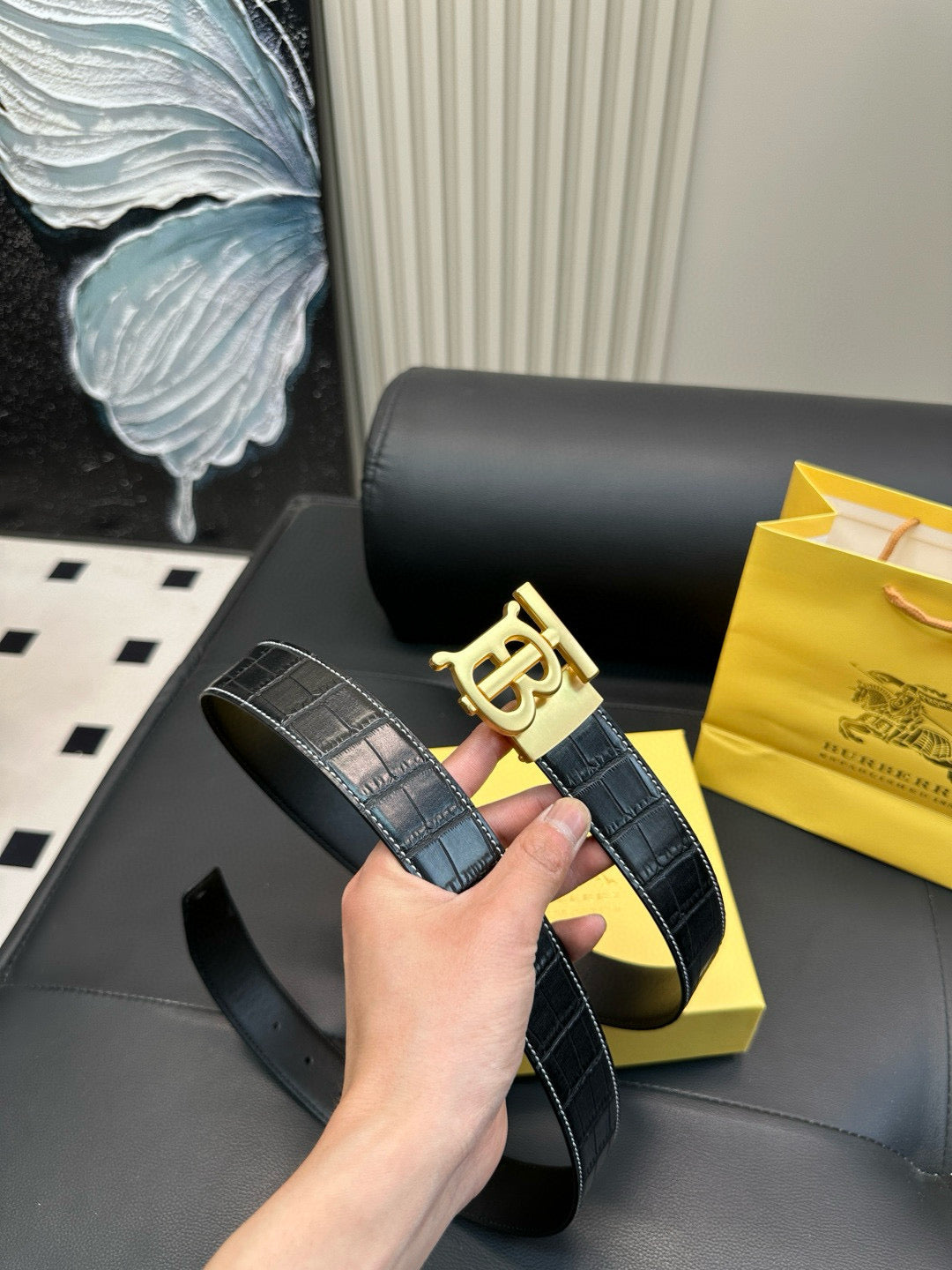 [Luxe]TB Crocodile skin pattern belt