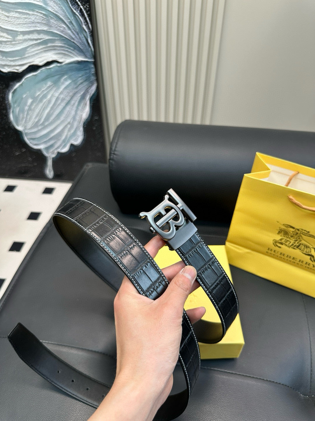 [Luxe]TB Crocodile skin pattern belt