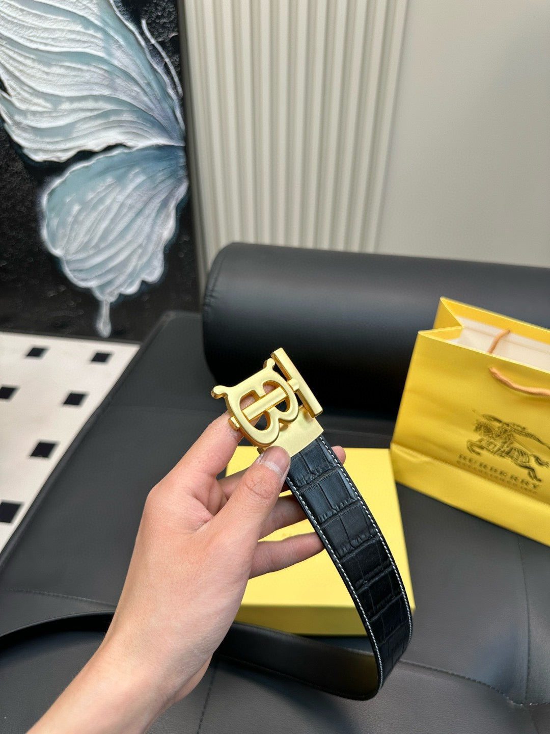 [Luxe]TB Crocodile skin pattern belt