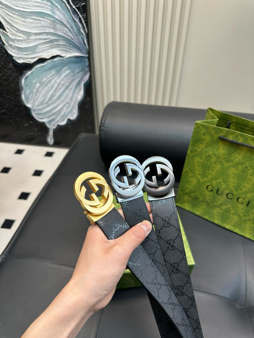 [Luxe]GG Matte surface, with printed pattern on the leather strap