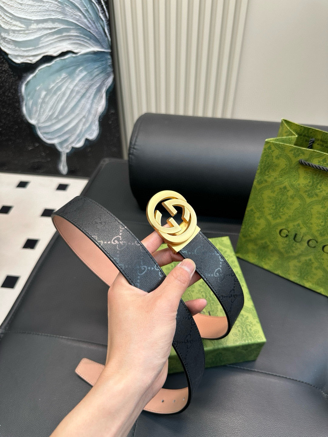 [Luxe]GG Matte surface, with printed pattern on the leather strap