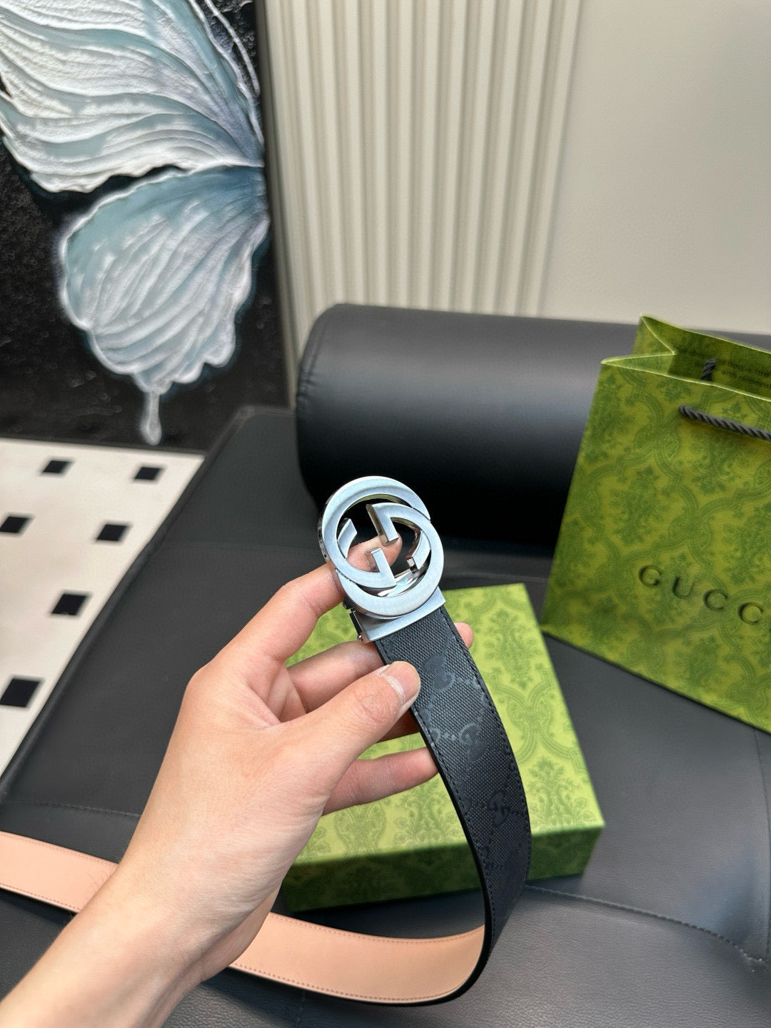 [Luxe]GG Matte surface, with printed pattern on the leather strap