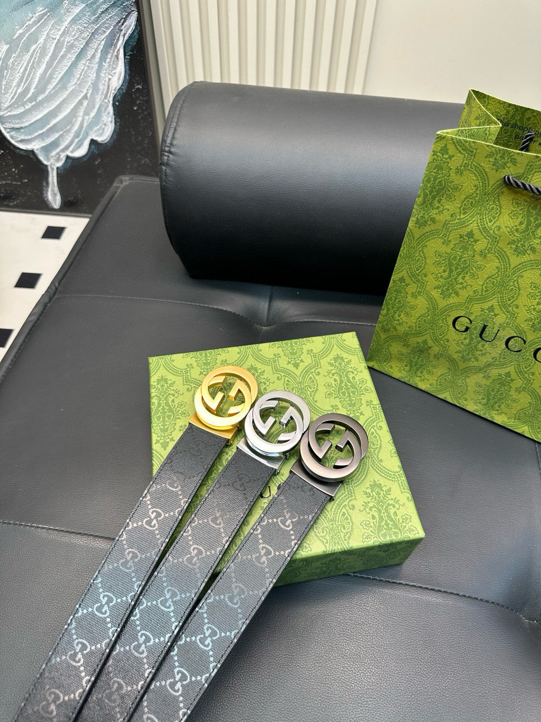 [Luxe]GG Matte surface, with printed pattern on the leather strap