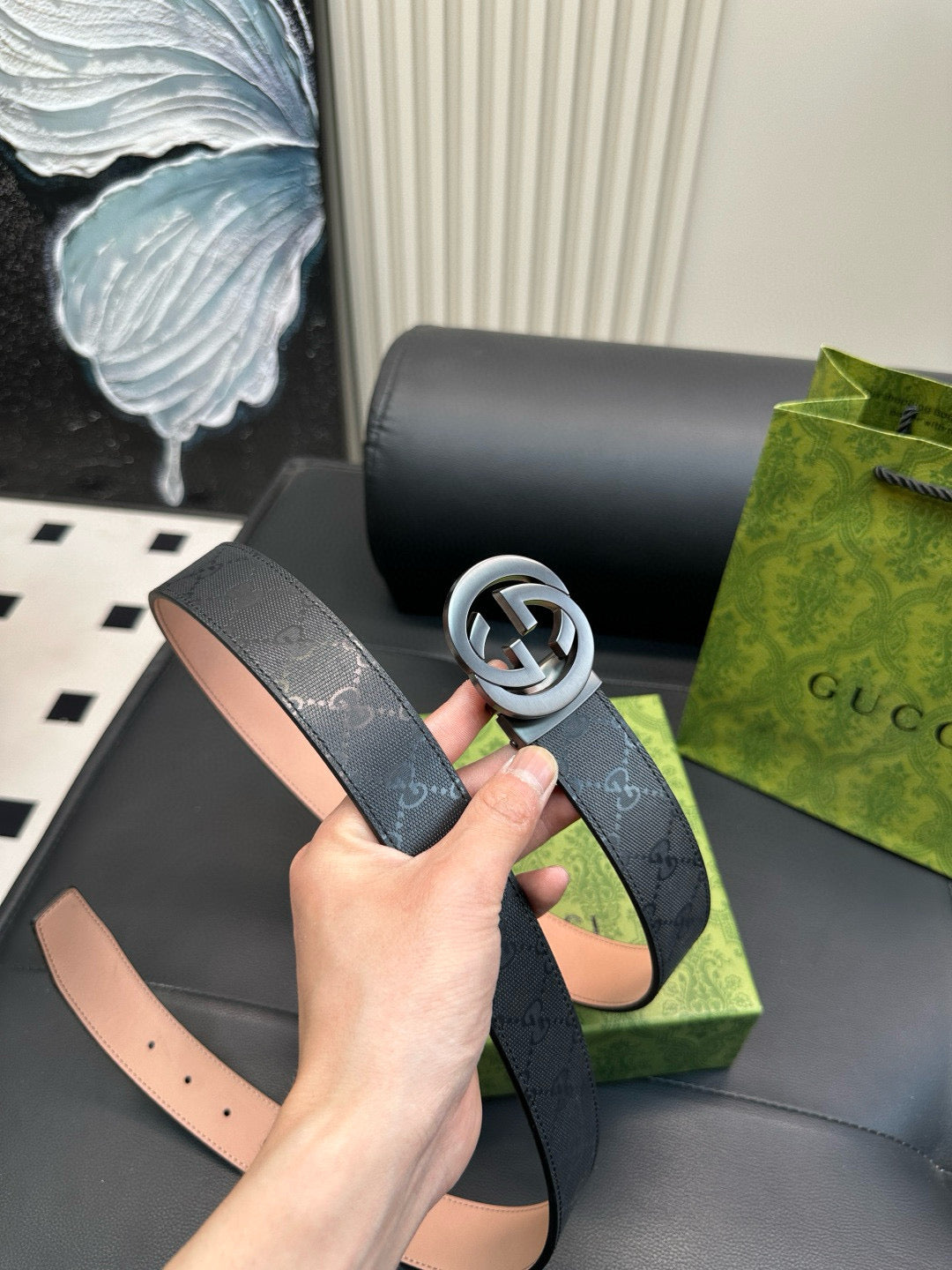 [Luxe]GG Matte surface, with printed pattern on the leather strap