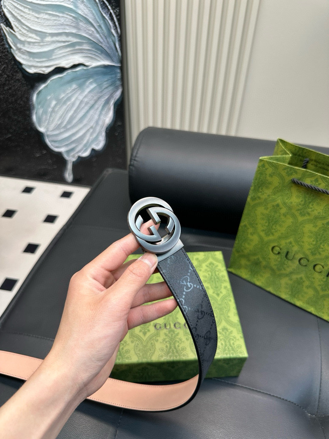 [Luxe]GG Matte surface, with printed pattern on the leather strap