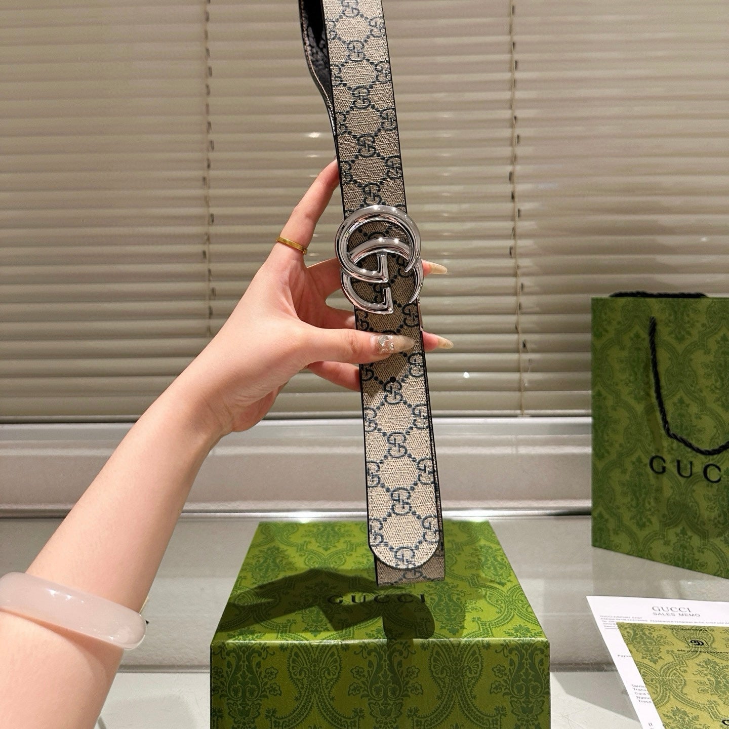 [Luxe]GGPolished steel buckle