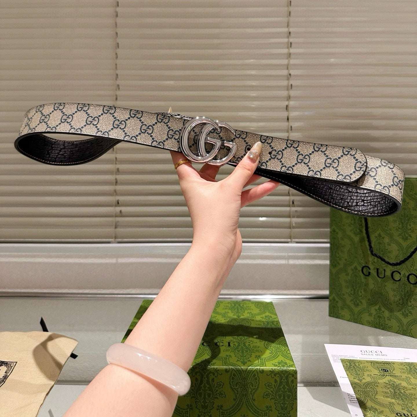 [Luxe]GGPolished steel buckle