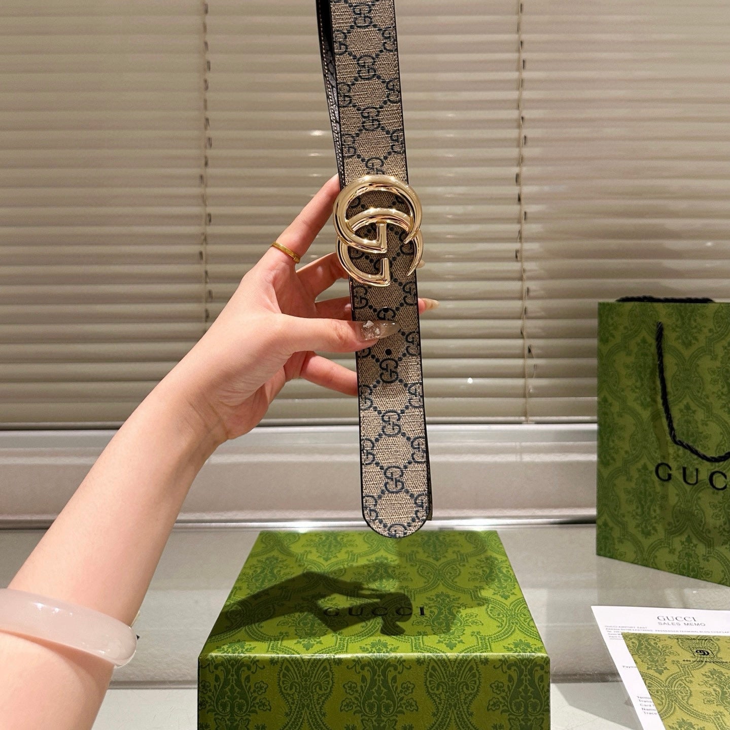 [Luxe]GGPolished steel buckle