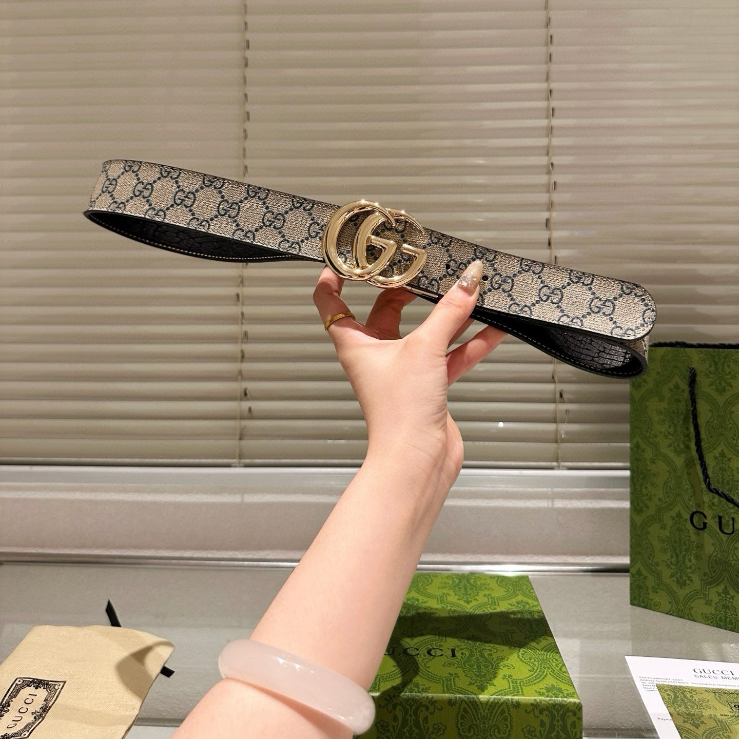 [Luxe]GGPolished steel buckle