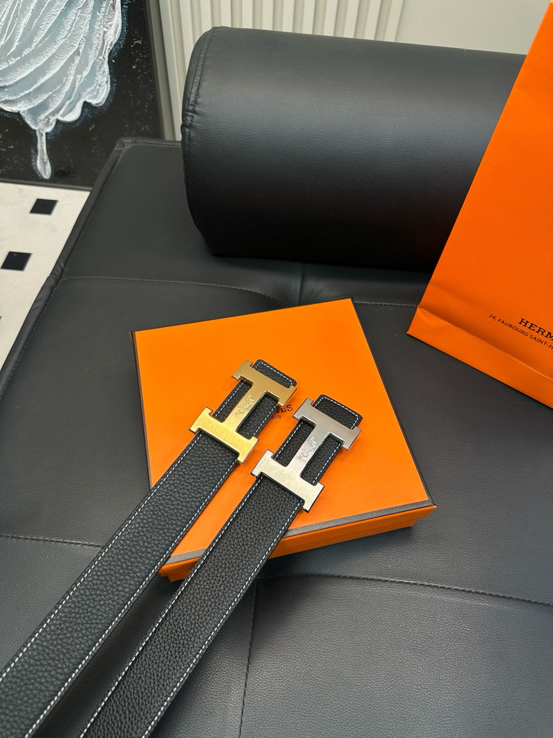 [Luxe]HMS Simple and fashionable, lotus seed skin with grain pattern, cowhide