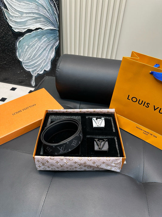 [Luxe]LV Silver and black double-buttoned suit