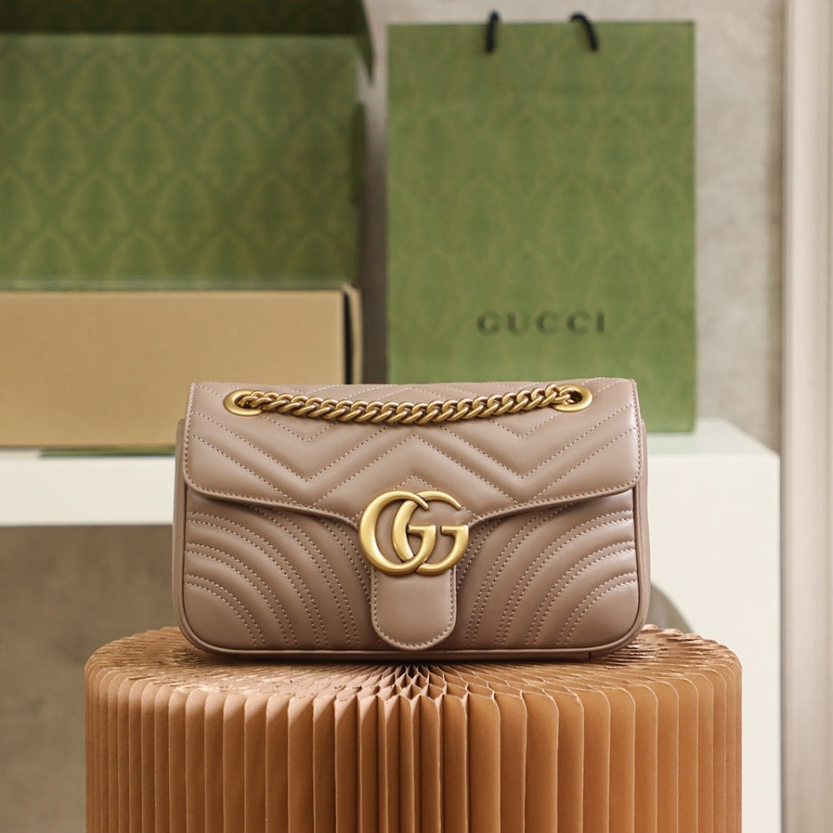 [Luxe]0528 milk tea color Small GG Marmont 2.0 Shoulder Bag