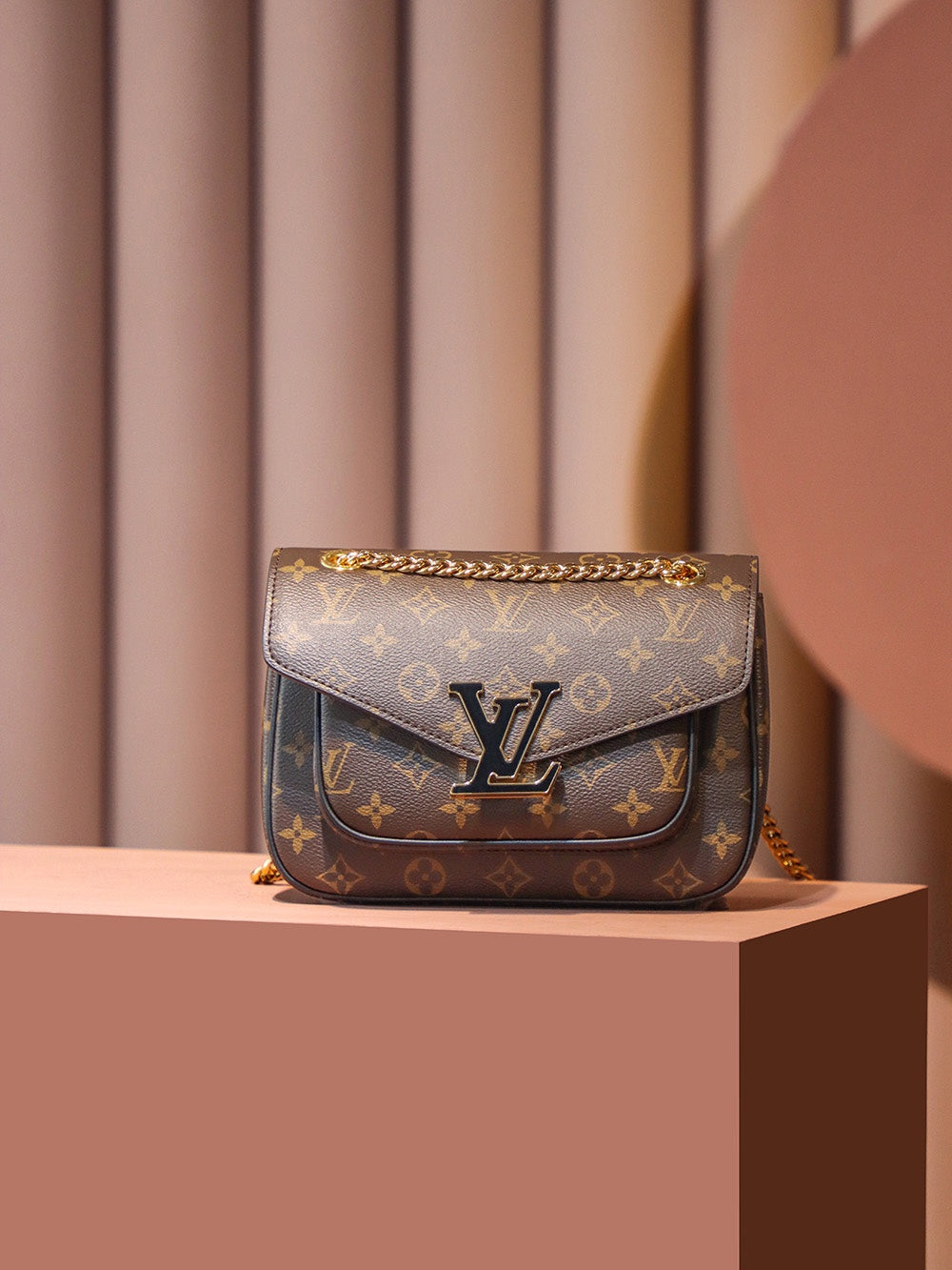 [Luxe]0528 Brown Monogram Coated Canvas Passy Gold Hardware